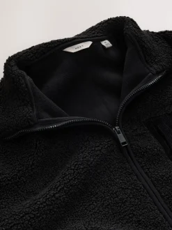 Next Noir - Polaire zippée en entonnoir en peau de mouton New
