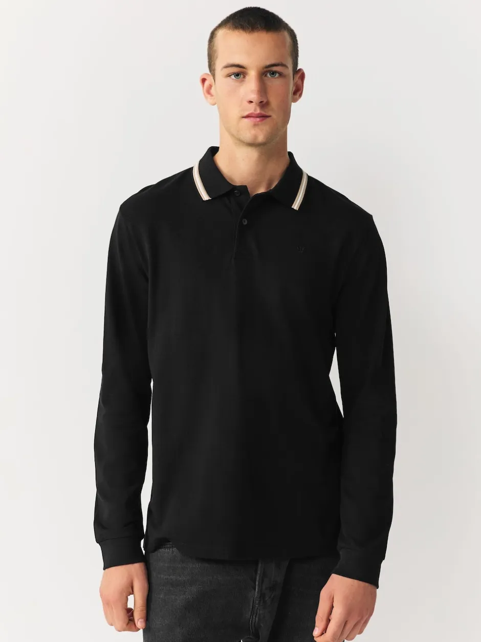 Next Noir - Polo à liserés Clearance