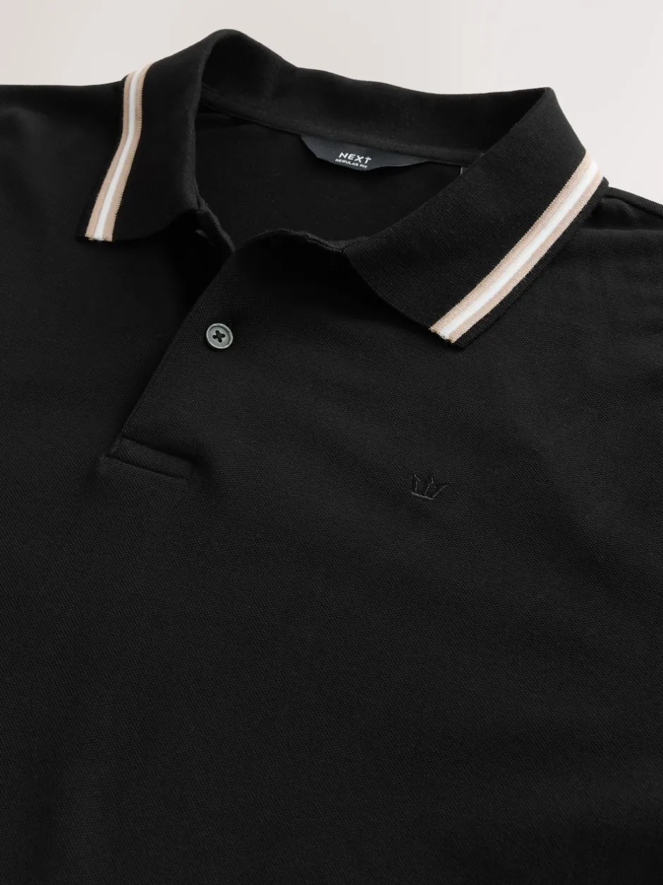 Next Noir - Polo à liserés Clearance