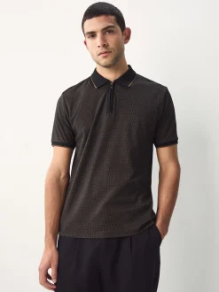 Next Noir - Polo à motif quart de zip New