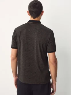 Next Noir - Polo à motif quart de zip New