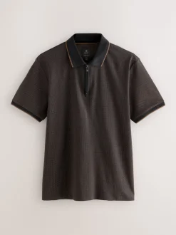 Next Noir - Polo à motif quart de zip New