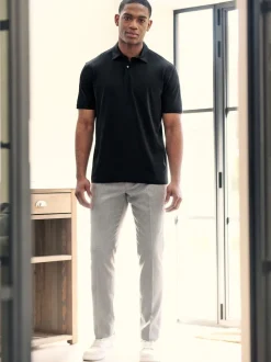 Next - Polo en jersey Manches courtes 3 Pack Noir Clearance