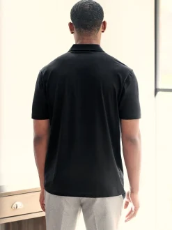 Next - Polo en jersey Manches courtes 3 Pack Noir Clearance