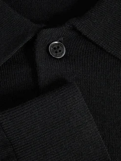 Reiss - Polo Trafford en laine mérinos à manches longues Noir New