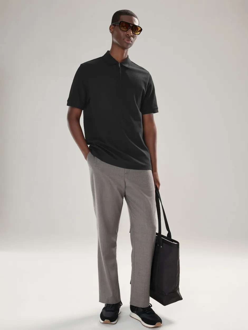 Next Noir - Polo texturé élégant à col zippé Sale