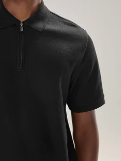 Next Noir - Polo texturé élégant à col zippé Sale