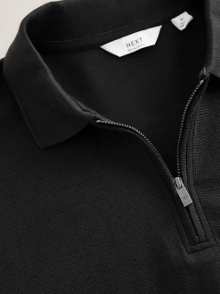 Next Noir - Polo texturé élégant à col zippé Sale