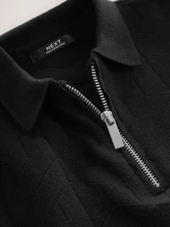Next Noir - Polos tricotés à col zippé (3-16yrs) Clearance