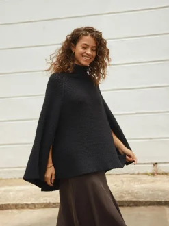 Next Noir - Poncho en maille côtelée à col roulé Discount