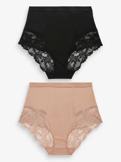 Next Noir / Praline Nude - Imprimé Gainant Culotte brésilienne dos lacé 2 Lot Online