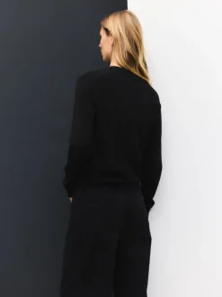 Next - Pull col rond riche en coton au toucher doux Noir Online