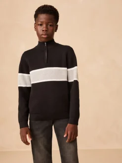 Next Noir - Pull colorblock en maille à col zippé (3-16ans) Clearance