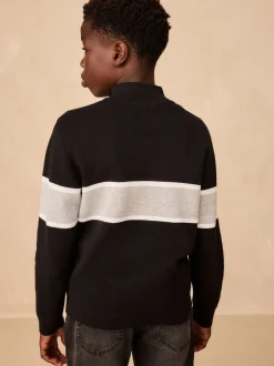 Next Noir - Pull colorblock en maille à col zippé (3-16ans) Clearance