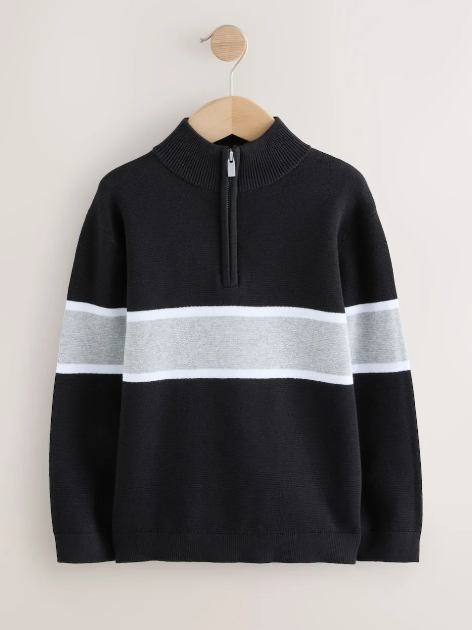 Next Noir - Pull colorblock en maille à col zippé (3-16ans) Clearance