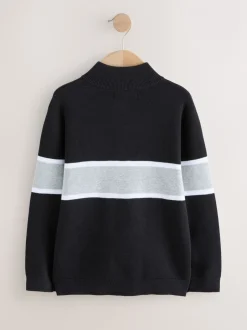 Next Noir - Pull colorblock en maille à col zippé (3-16ans) Clearance