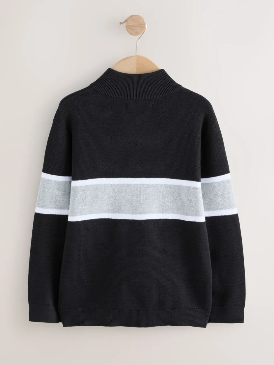 Next Noir - Pull colorblock en maille à col zippé (3-16ans) Clearance
