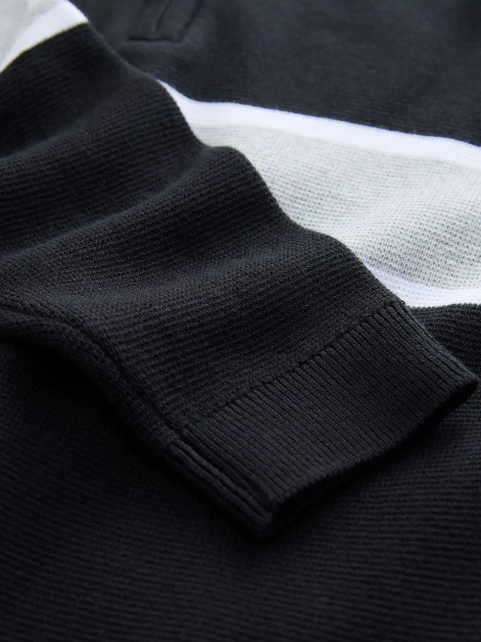 Next Noir - Pull colorblock en maille à col zippé (3-16ans) Clearance