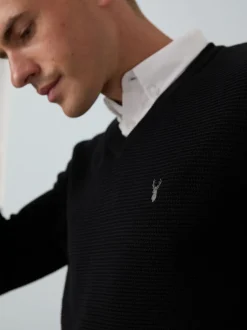 Next Noir - Pull Oxford texturé coupe classique Hot