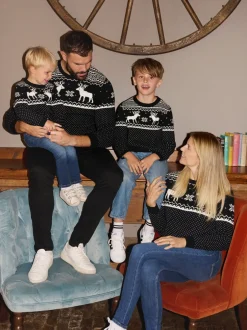 The Little Tailor Noir - Pull motif jacquard renne de Noël enfant Hot