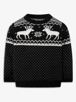 The Little Tailor Noir - Pull motif jacquard renne de Noël enfant Hot
