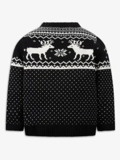 The Little Tailor Noir - Pull motif jacquard renne de Noël enfant Hot