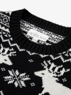 The Little Tailor Noir - Pull motif jacquard renne de Noël enfant Hot