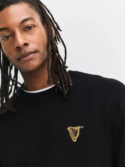 Next Noir - Pulls graphique à col rond 100% coton Guinness sous licence Clearance