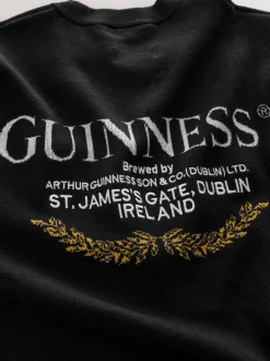 Next Noir - Pulls graphique à col rond 100% coton Guinness sous licence Clearance