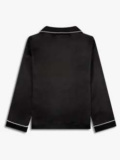 The Little Tailor Noir - Pyjama de Noël boutonné en satin pour enfant New