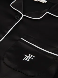 The Little Tailor Noir - Pyjama de Noël boutonné en satin pour enfant New