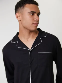 Loungeable Noir - Pyjama gaufré traditionnel Clearance