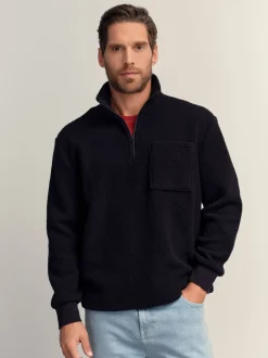 Next Noir - Quart de zip - Polaire en peau de mouton Discount