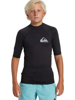 Quiksilver Noir - Jeunes Manches courtes UPF50 Gilet anti-éclaboussures Outlet