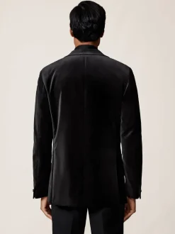 Reiss Noir - Apsara Blazer en velours à boutonnage simple habillé Discount