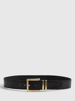 Reiss Noir - Brompton Leather Square Buckle Ceintures Best