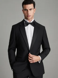 Reiss Noir - Revers à encoche - Veste de smoking Poker à simple boutonnage habillé Hot