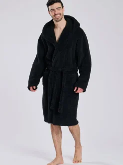 Loungeable Noir - Robe de chambre à capuche Sherpa Hot