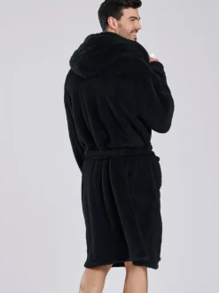 Loungeable Noir - Robe de chambre à capuche Sherpa Hot