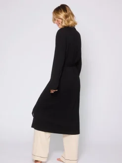 Loungeable Noir - Robe de chambre kimono côtelée Online
