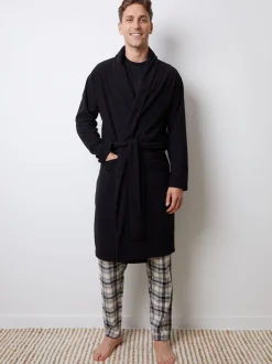 Threadbare Noir - Robe de chambre gaufrée en polaire Online
