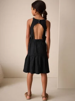 Next - Robe d'été à bretelles Effet froissé (3-16ans) Noir New