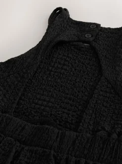 Next - Robe d'été à bretelles Effet froissé (3-16ans) Noir New