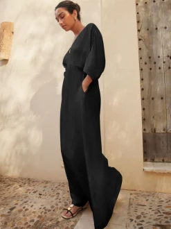 Next Noir - Robe longue caftan en jersey New