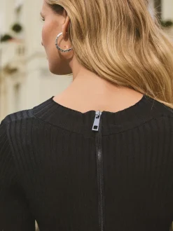 Next Noir - Robe mi-longue à ceinture nouée en similicuir New