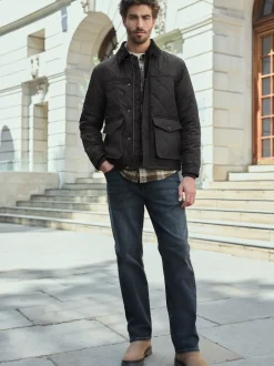 Next Noir - Résistant à la douche Diamond Quilt Corduroy Col Veste Clearance