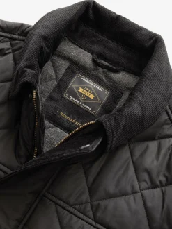 Next Noir - Résistant à la douche Diamond Quilt Corduroy Col Veste Clearance