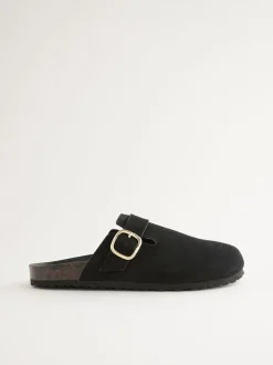 Next Noir - sabots en cuir avec semelle plantaire Hot