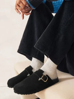 Next Noir - sabots en cuir avec semelle plantaire Sale