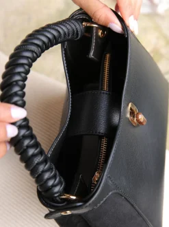 Luella Grey Noir - Sac à bandoulière Catherine à poignée tissée Sale